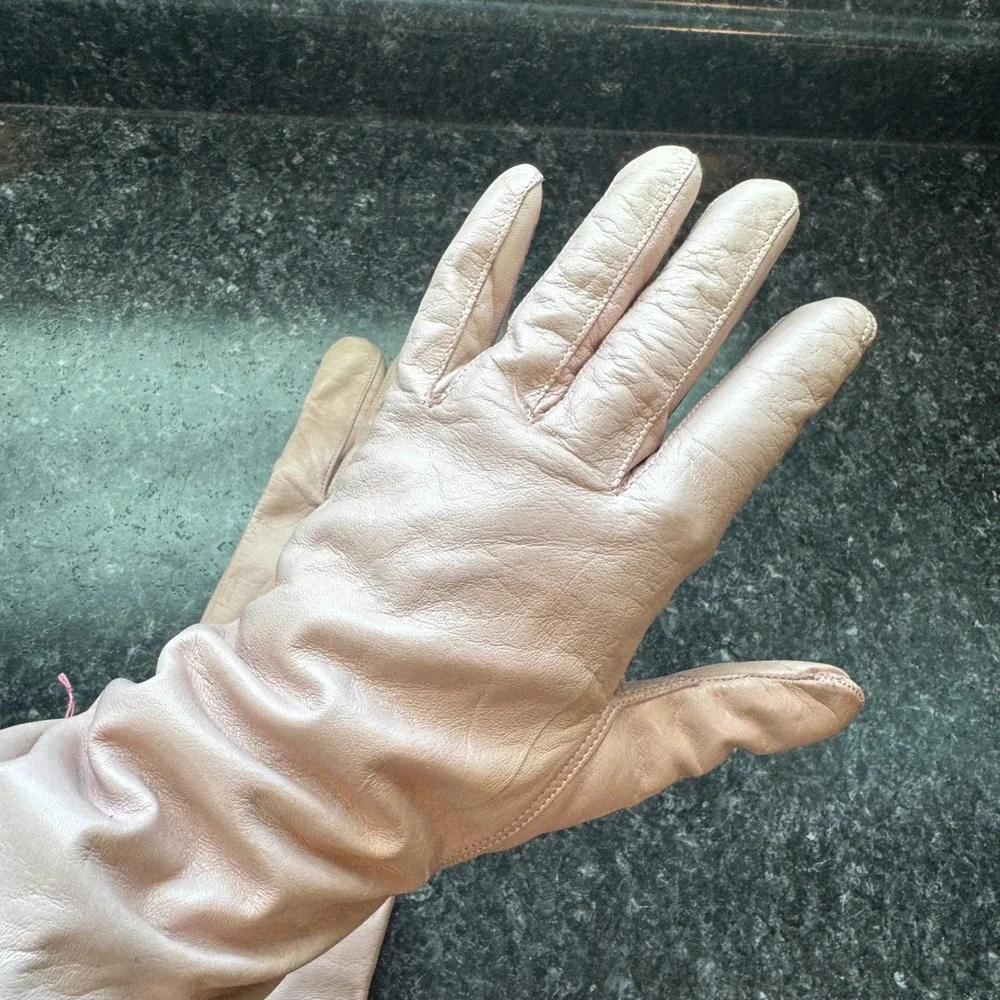 Pale Pink Hestra Hairsheep Leather 100% Cashmere Womens Gloves Luxury Classic